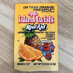 Vintage Kool Aid Island Twists Oh Yeah Orange Pineapple Drink Mix Packet 90s NOS